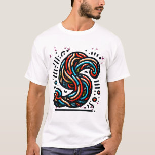 Colorful Abstract Swirl Letter "S" T-Shirt