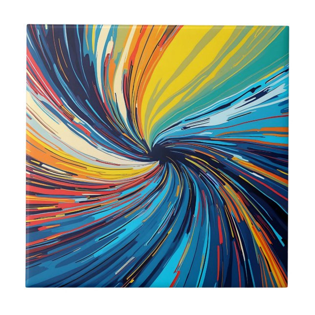 Colorful Abstract Swirl Tile (Front)