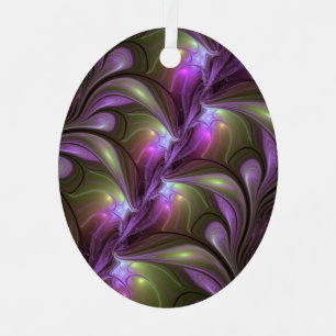 Colorful Abstract Violet Purple Khaki Fractal Art Metal Tree Decoration
