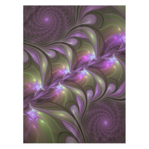 Colorful Abstract Violet Purple Khaki Fractal Art Tablecloth