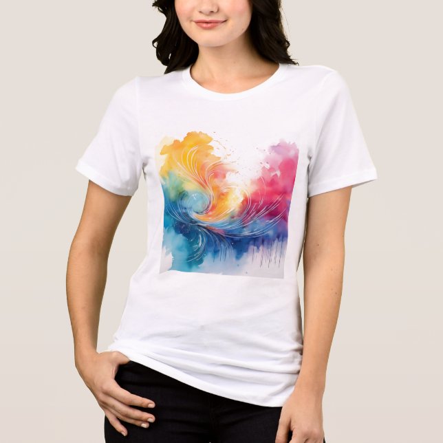 Colorful Abstract Water Art Tri-Blend Shirt (Front)