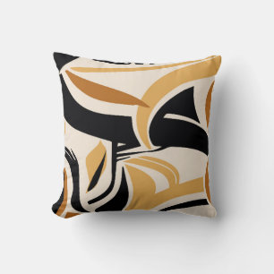 Colorful abstract wave pattern on beige. Vintage I Cushion