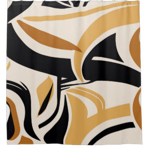 Colorful abstract wave pattern on beige. Vintage I Shower Curtain