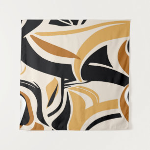 Colorful abstract wave pattern on beige. Vintage I Tapestry