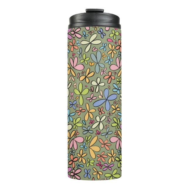 Colorful Abstract Wildflower Garden Thermal Tumbler (Front)