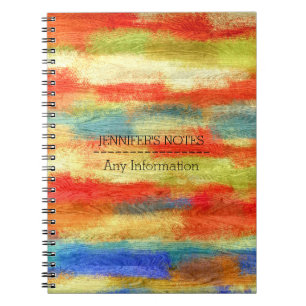 Colorful Abstract Wood Grain Texture Spiral Notebook
