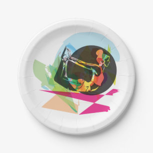 Colorful Abstract Yoga Pose Fitness and Wellness Paper Plate
