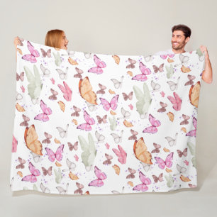 Colorful Aesthetic Butterflies   Whimsical Boho Bu Fleece Blanket