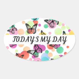 Colorful Aesthetic Butterflies   Whimsical Boho Bu Oval Sticker