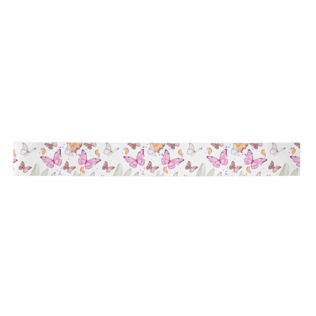 Colorful Aesthetic Butterflies | Whimsical Boho Bu Satin Ribbon (Front)