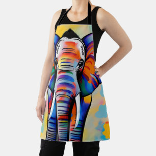 Colorful African Safari Elephant Apron