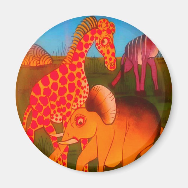 Colorful  African wild animal safari colors Magnet (Front)