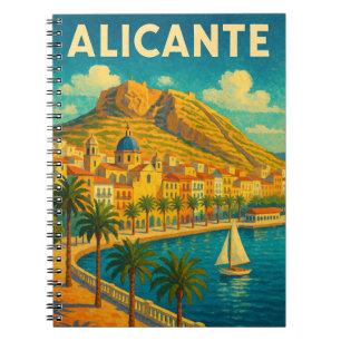Colorful Alicante Spain City Vintage Painting Notebook