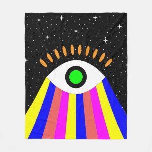 Colorful all seeing eye flat design with stars and fleece blanket