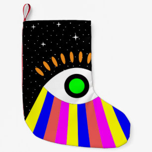 Colorful all seeing eye flat design with stars and small christmas stocking