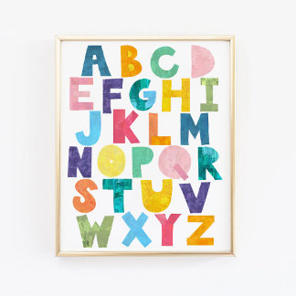 Colorful Alphabet Paper Collage Art Print