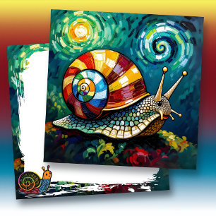 Colorful and Vibrant Impasto Snail Blank Card