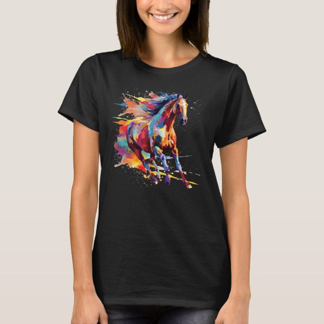 Colorful Andalusian Horse  Splash Art T-Shirt (Front)