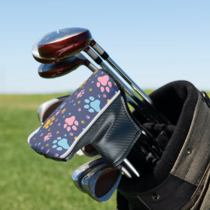 Colorful Animal Paw Prints Pattern Golf Head Cover