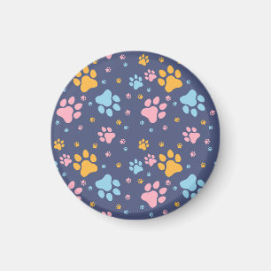 Colorful Animal Paw Prints Pattern Magnet