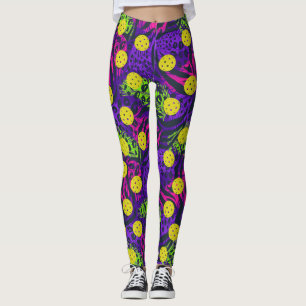 Colorful Animal Print Feathers Fun Pickleball Leggings