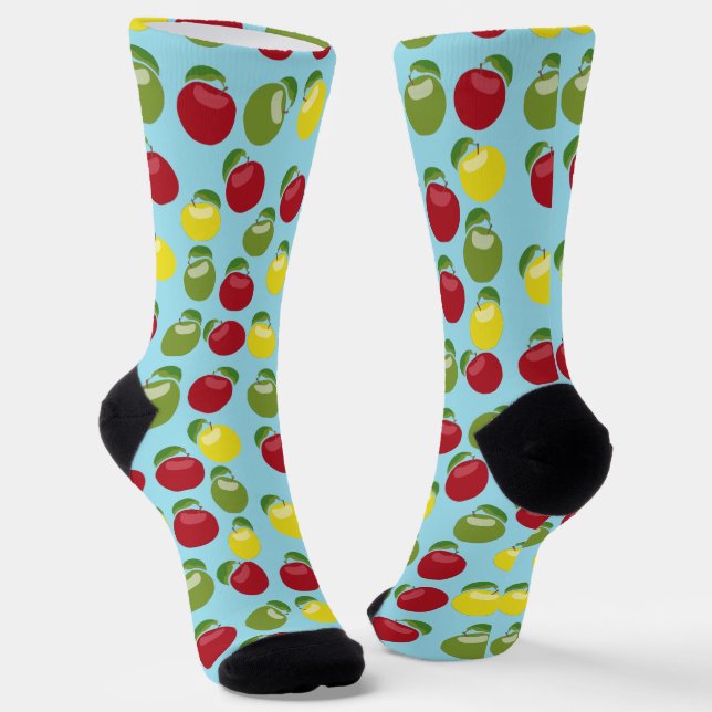 Colorful Apples Pattern Socks (Angled)