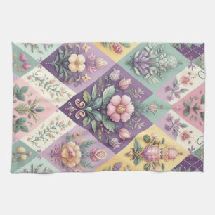 Colorful argyle pastel Easter/Spring Tea Towel