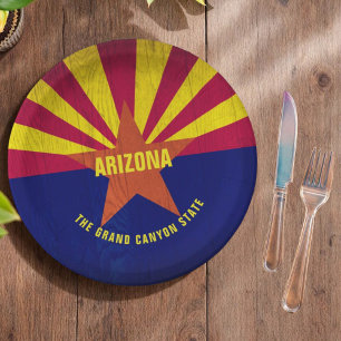 Colorful Arizona Flag The Grand Canyon State  Paper Plate