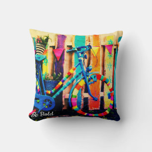 Colorful Art Bicycle with Customized Text Cushion