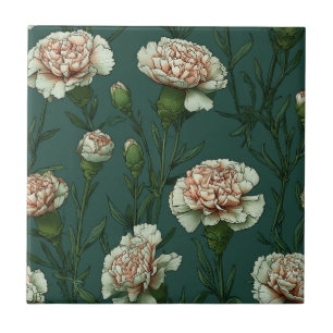Colorful Art Deco Carnation Tiles For Kitchen Wall