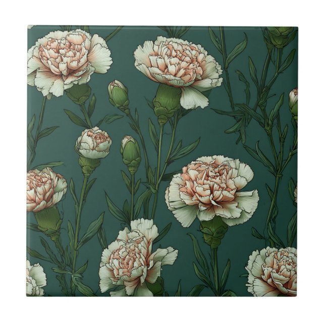 Colorful Art Deco Carnation Tiles For Kitchen Wall (Front)