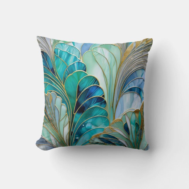 Colorful Art Deco Square Throw Pillow (Front)