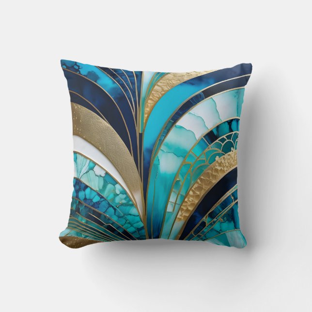 Colorful Art Deco Square Throw Pillow (Front)