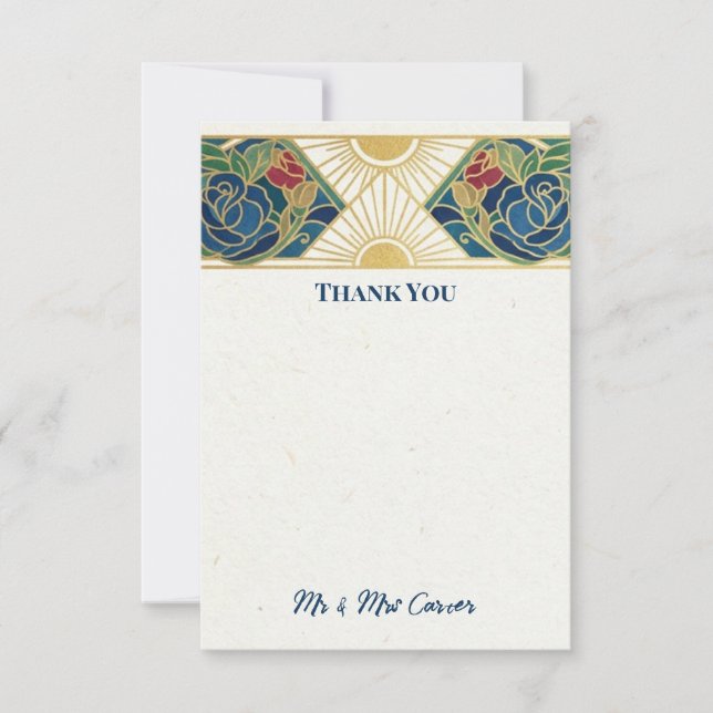 Colorful Art Deco Wedding Thank You Card (Front)