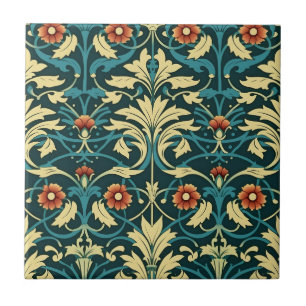 Colorful Art Nouveau Floral Tile