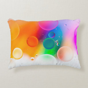Colorful artistic image of oil drop on water, mode decorative cushion