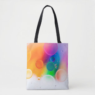 Colorful artistic image of oil drop on water, mode tote bag