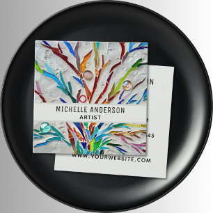 Colorful Artist's  Square Business Card