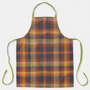 Colorful Autumn And Winter Checkered Stripes Apron