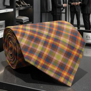 Colorful Autumn And Winter Checkered Stripes Tie