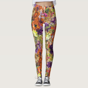 Colorful Autumn Fall Floral Pattern Leggings