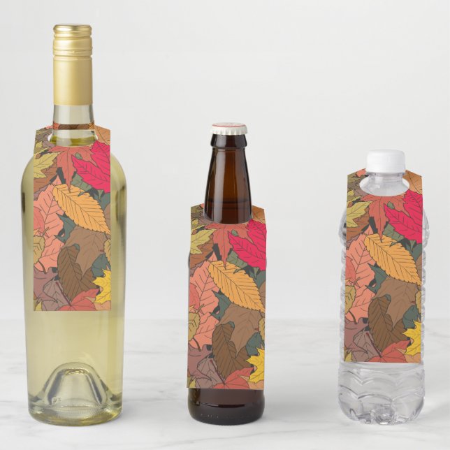 Colorful autumn leaves bottle tag (In Situ)