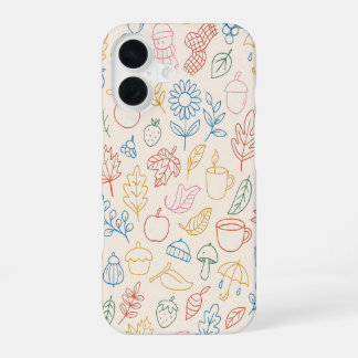 Colorful Autumn Pattern – Cozy Fall Leaves, Coffee iPhone 16 Case