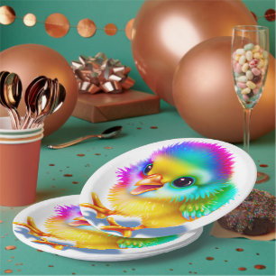 Colorful Baby Chicken Paper Plate
