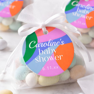 Colorful Baby Shower Abstract Waves Modern Custom Favour Tags