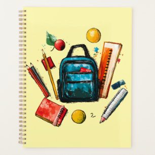 Colorful Back to School Supplies for Students Planner