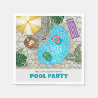 Colorful Backyard Swimming Pool Birthday Party