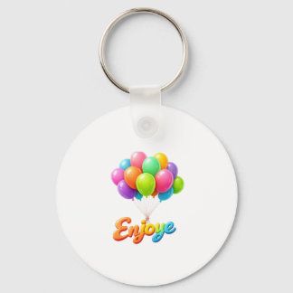 “Colorful Balloon ‘Enjoye’ Floating Text Keychain