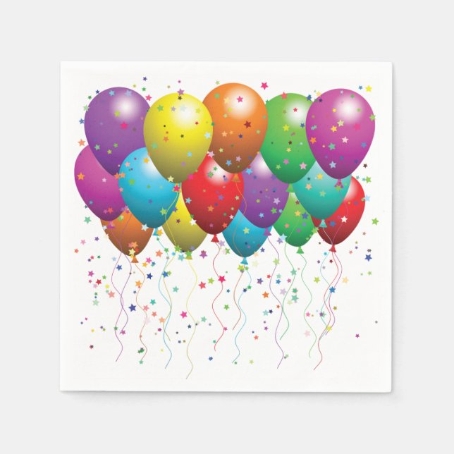 Colorful balloons and confetti falling napkin (Front)