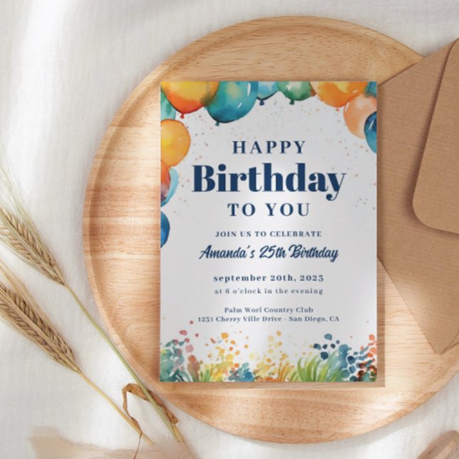 Colorful Balloons Birthday Party Invitation (Creator Uploaded)